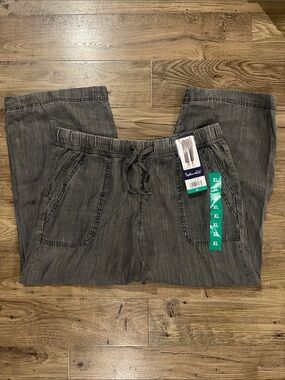 Splendid Charcoal Drawstring Relaxed Linen-Blend Pants